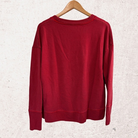 Athleta Red Crew Neck Sweater with Ribbed Details - Picture 2 of 4